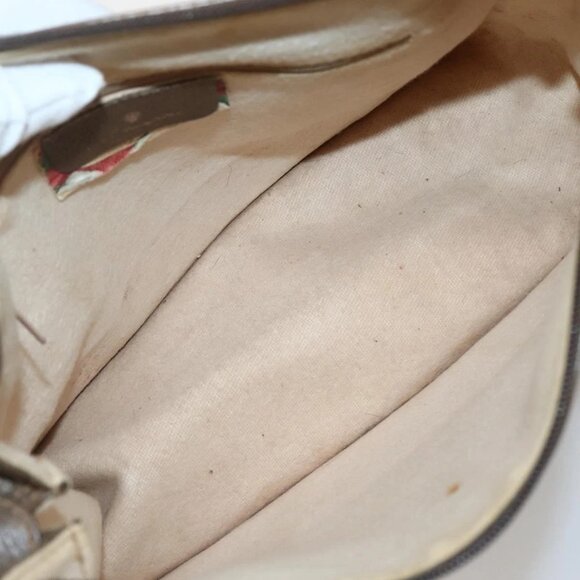 GUCCI GG Supreme Web Sherry Line Bag PVC 2way Beige Gold 41 02 039 Auth 142440 - Picture 11 of 16